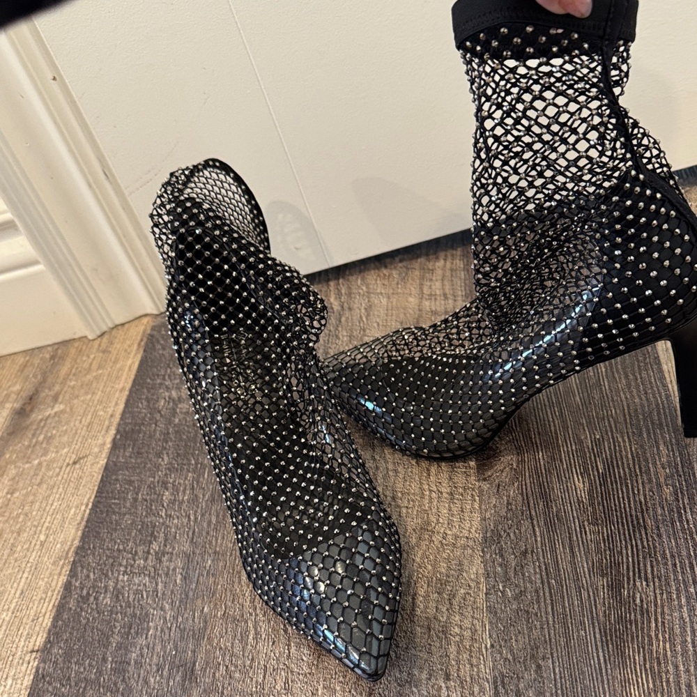 Call It Spring Black Mesh Heeled Boots